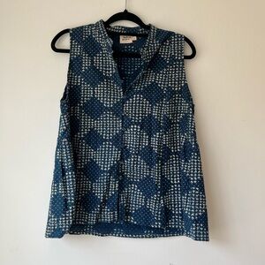 Mata Traders Blue Relaxed Blouse with Mandarin Collar